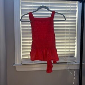 Red Sleeveless Smocked Top